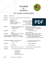 Program of Activities: TCC Alumni Homecoming