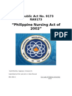 "Philippine Nursing Act of 2002": Republic Act No. 9173 RA9173