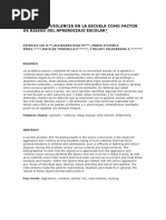 Agresión y Violencia en La Escuela Como Factor de Riesgo Del Aprendizaje Escolar