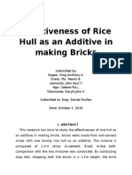 Effectiveness of Rice Hull As An Additive in Making Bricks