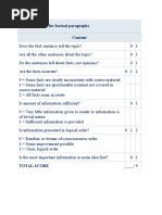 Analytical Scale For Factual Paragraphs Content