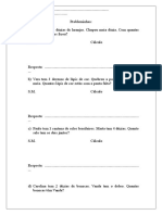 Problemas Matemáticos 3º Ano