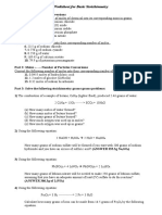 Stoichiometry Worksheet