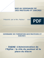 Bienvenue Au Seminaire de Formation Aux Pasteurs Et Diacre