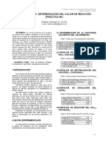 1er Informe, Calores de Reacción