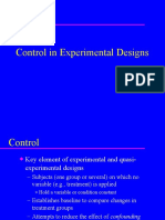 Control in Experimental Designs