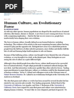 Human Culture, An Evolutionary Force: Nicholas Wade