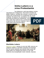 Matinho Lutero e A Reforma Protestante Trabalho Itq 2017