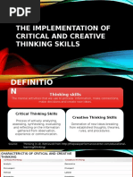 The Implementation of Critical and Creative Thinking Skills