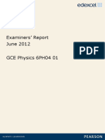 Examiners' Report June 2012 GCE Physics 6PH04 01