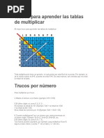 Trucos para Aprender Las Tablas de Multiplicar