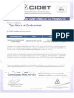 Certificado No 453 Crucetas Metalicas