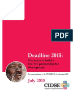 CIDSE Summary Recommendations For MDG10 Summit Final 9 July 2010