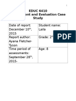 EDUC 6410 Assessment and Evaluation Case Study