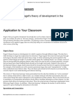 Application To Your Classroom - Piaget in The Classroom