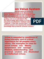 Indian Value System: Ethics. Aristotle in His N.E Part Company With