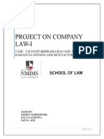 Project On Company Law-I: Case: Vali Pattabhirama Rao and Anr. Vs Sri Ramanuja Ginning and Rice Factory P. LTD