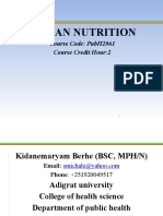 Human Nutrition: Course Code: Pubh2061 Course Credit Hour:2