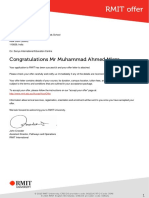 RMIT Offer: Congratulations MR Muhammad Ahmed Mirza