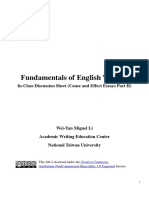 Fundamentals of English Writing: In-Class Discussion Sheet (Cause and Effect Essays Part II)