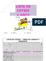 Lista de Cotejo 4 Años