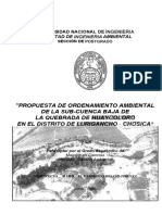 Propuesta de Ordenamiento Ambiental de La Sub-Cuenca Baja de La Quebrada de Huaycoloro en El Distrito de Lurigancho-Chosica