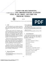 Specification For Heat-Resisting Chromium and Chromium-Nickel Stainless Steel Plate, Sheet, and Strip For Pressure Vessels