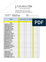 CLASS GRADING SHEET (K-12 Curriculum) : Basic Education Department, Academic Year 2016-2017