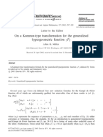 Miller A R - On A Kummer-Type Transformation For The Generalized Function 2F2 - J. Comput. and Appl. Math. 157 (2003) 507-509