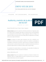 Decreto 1072 de 2015 Auditoría y Revisión de La Alta Dirección Del SG-SST