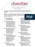 101 Ready-To-Use Excel Macros: Class Duration: 2 Days