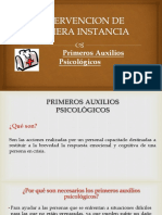 Intervención de Primera Instancia (Primeros Auxilios Psicológicos)