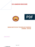 Research Admission Brochure: Indian Institute of Technology Madras CHENNAI 600 036