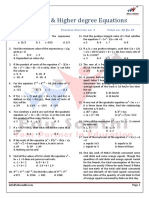 Quadratic Higher Degree Equation Practise Exercise 1