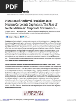 Mutation of Medieval Feudalism Into Modern Corporate Capitalism - The Rise of Neofeudalism in Corporate Governance..