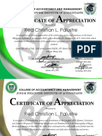 Ertificate of Ppreciation: Red Christian L. Palustre