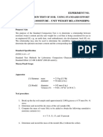 Experiment No. Compaction Test: (Moisture - Unit Weight Relationships)