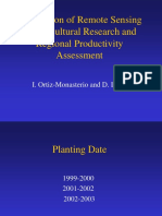 Application of Remote Sensing in Agricultural Research and Regional Productivity Assessment