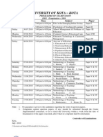 University of Kota - Kota: Day Date Time Subject Paper