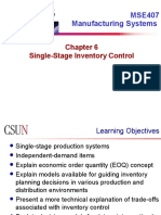 MSE407 Manufacturing Systems: Single-Stage Inventory Control