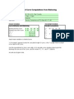 Horizontal Curve Computations From Stationing: Project: Control Section: Job Number: Curve #