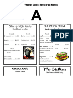 Role-Play Prompt Cards: Restaurant Menus: Crispy Bacon With Lettuce and Tomato. With or Without Cheese