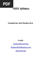 TOEFL Course Syllabus Compiled by Amir Khadem