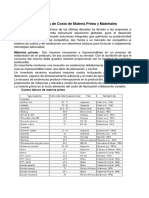 Estimaciones de Costo de Materia Prima y Materiales