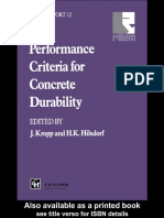 Hilsdorf, Hubert K. Kropp, Jörg Performance Criteria For Concrete Durability State-Of-The-Art Report