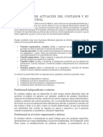 Los Campos de Actuación Del Contador y Su Ética Profesional