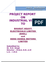 Project Report ON Industrial Visit TO: Bharat Heavy Electricals Limited (BHEL) and Hero Honda Motors Limited