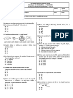 Avaliação de Matemática: 4º Ano Do Ensino Fundamental 1 - 3º Bimestre