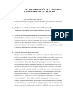 Cuestionario de La Determinación de La Constante de Velocidad y Orden de Una Reacción