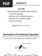 Outline - Semiconductor Fundamentals (Cont'd)